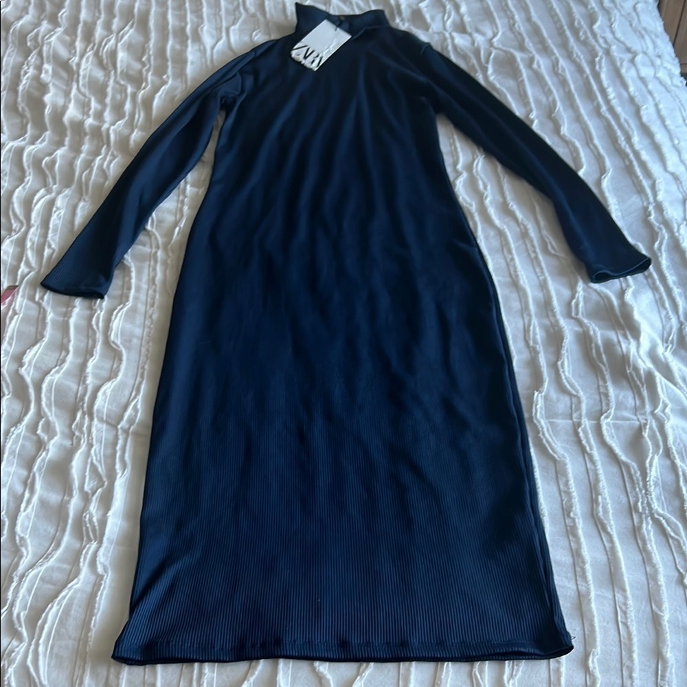 Zara Navy Blue Long Sleeve Dress